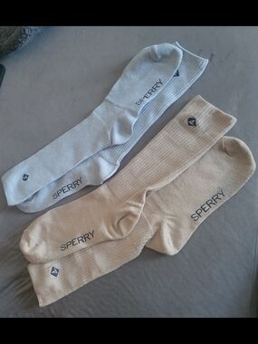Sperry Crew Socks in Light Blue and Khaki